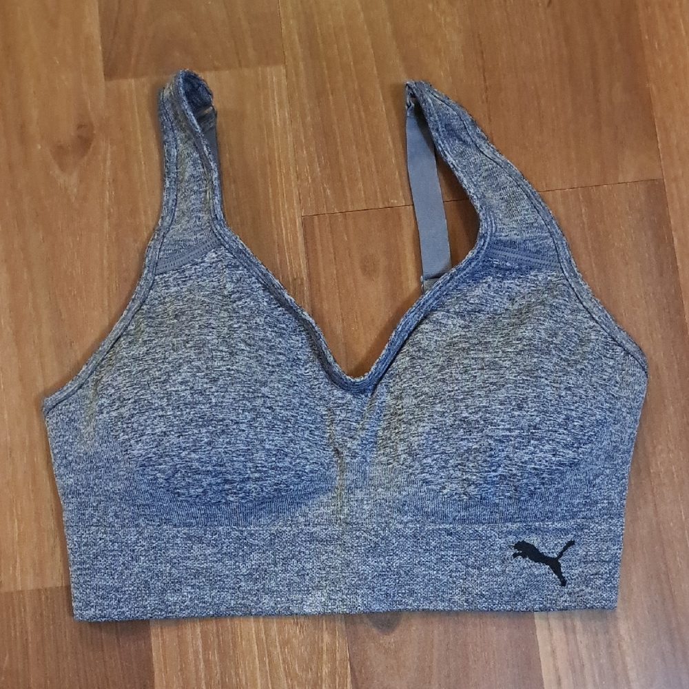 Puma Women's Heathered Gray Sports Bra. With Bra Pads